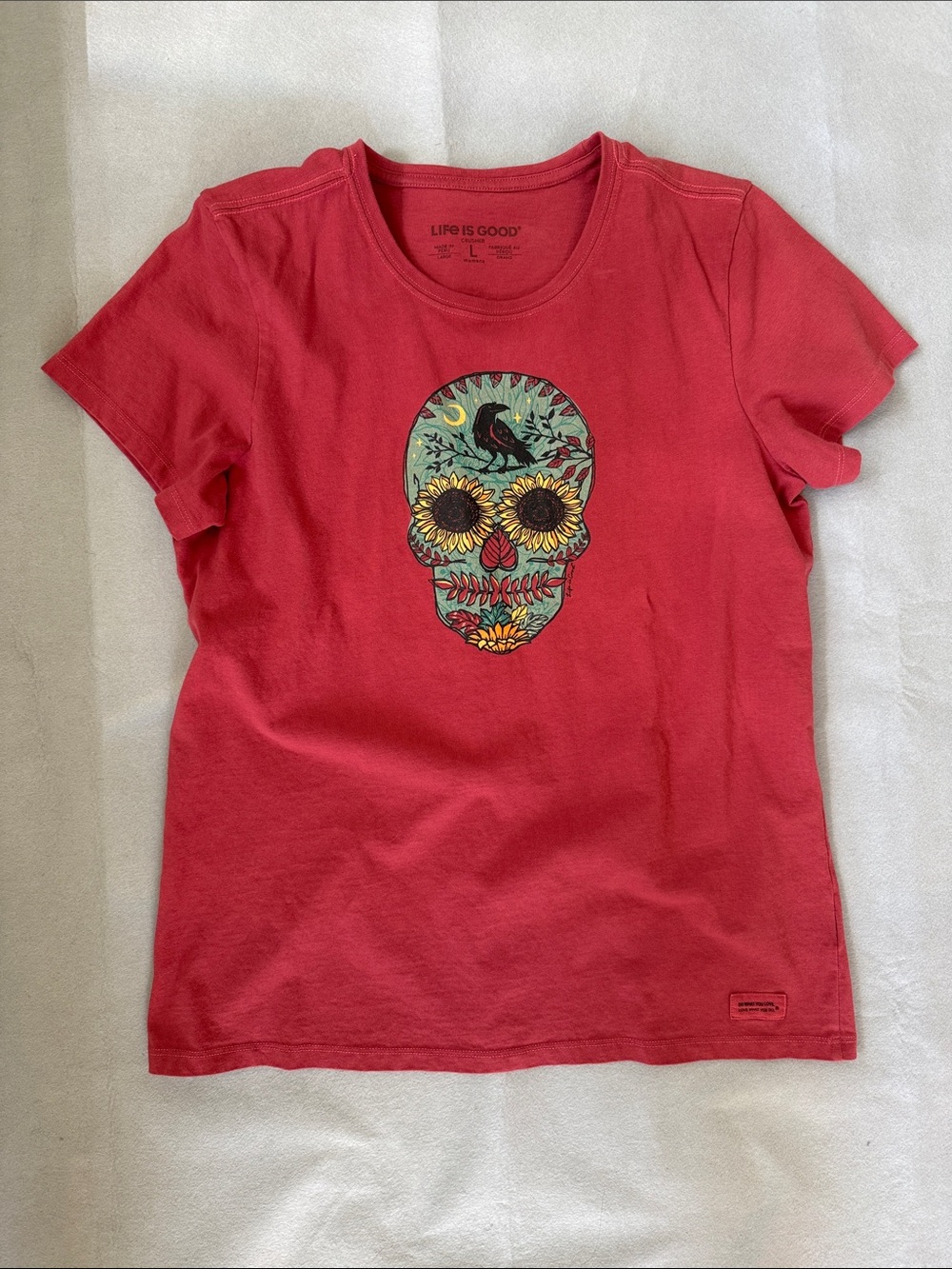Life Is Good Sunflower Skull Women’s Crusher Tee - Size L